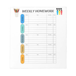 BLOCO DE NOTAS TAREFA SEMANAL DE CASA