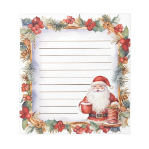 Bloco De Notas Tarefas da Lista de Natal do Papai Noel Festivo