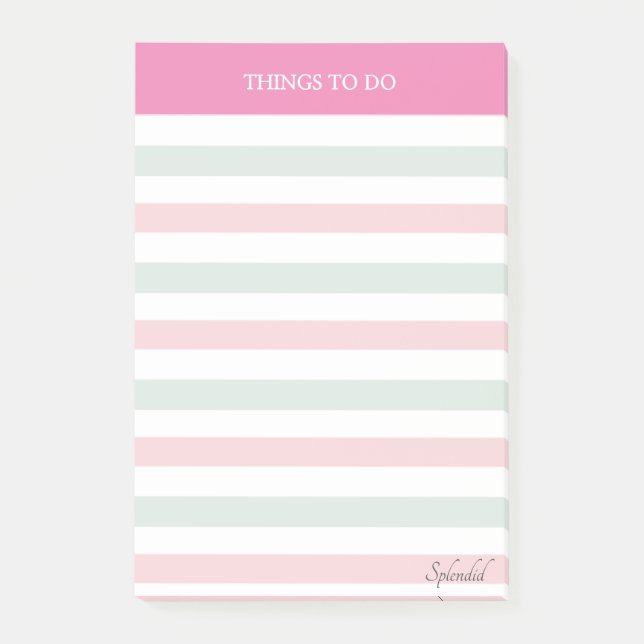 Bloco De Notas Tarefas de Trevo e Coisas Listradas em Pastel Post (Frente)