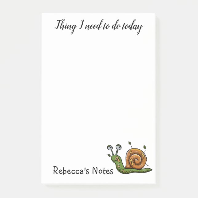 Bloco De Notas Tarefas Personalizadas de Caracol (Frente)