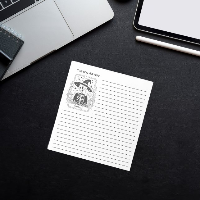 Bloco De Notas Tarô Místico De Bruxas Brancas E Negras (Mystical Gothic Black And White Witch Tarot Notepad)