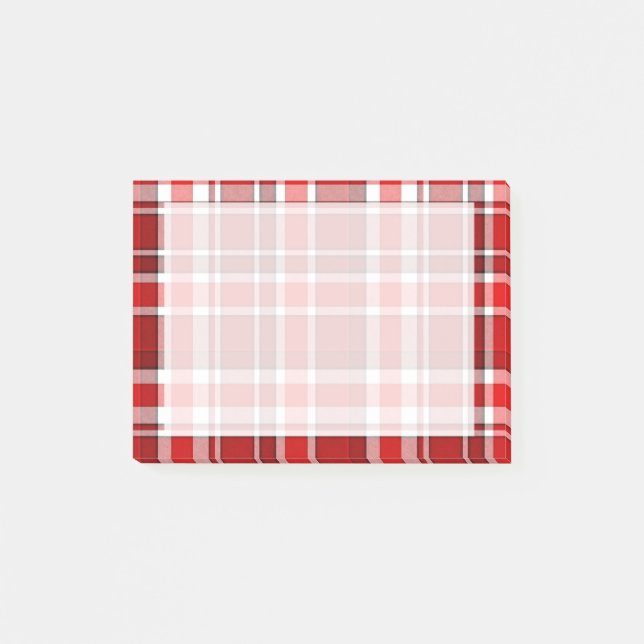 Bloco De Notas Tartan branco vermelho da xadrez (Frente)