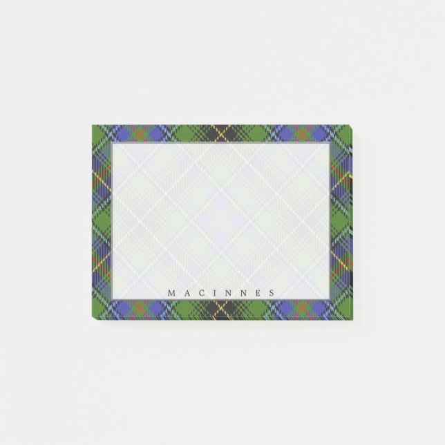 Bloco De Notas Tartan do Clã Escocês MacInnes Real (Frente)