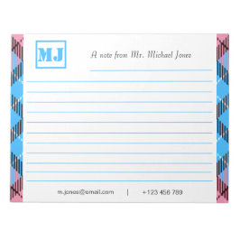 Bloco De Notas Tartan do Script Monograma Profissional de na moda