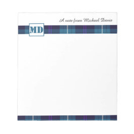 Bloco De Notas Tartan Personalizado do Nome do Script do Na moda