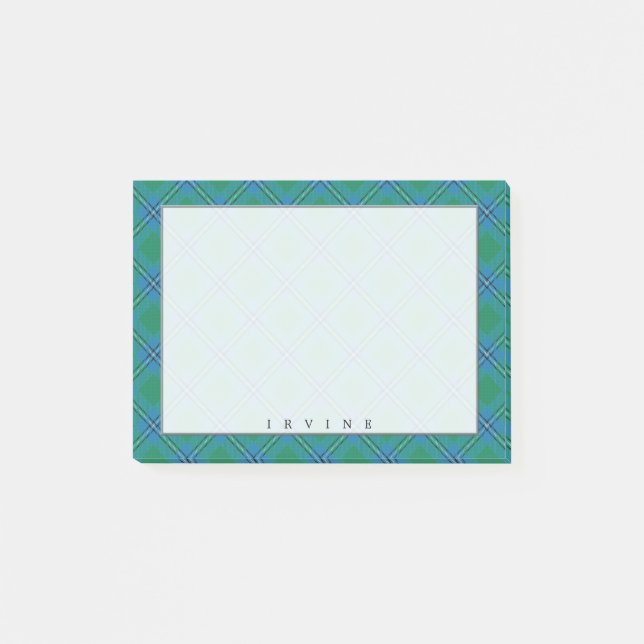 Bloco De Notas Tartan Regal Escocês Clã Irvine Irwin (Frente)