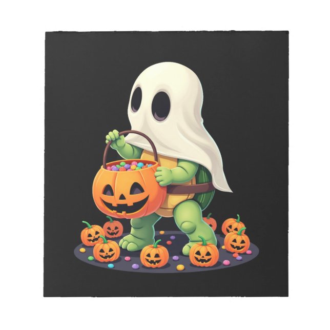 Bloco De Notas Tartaruga Fantasma de Halloween Adorável com Doce  (Frente)