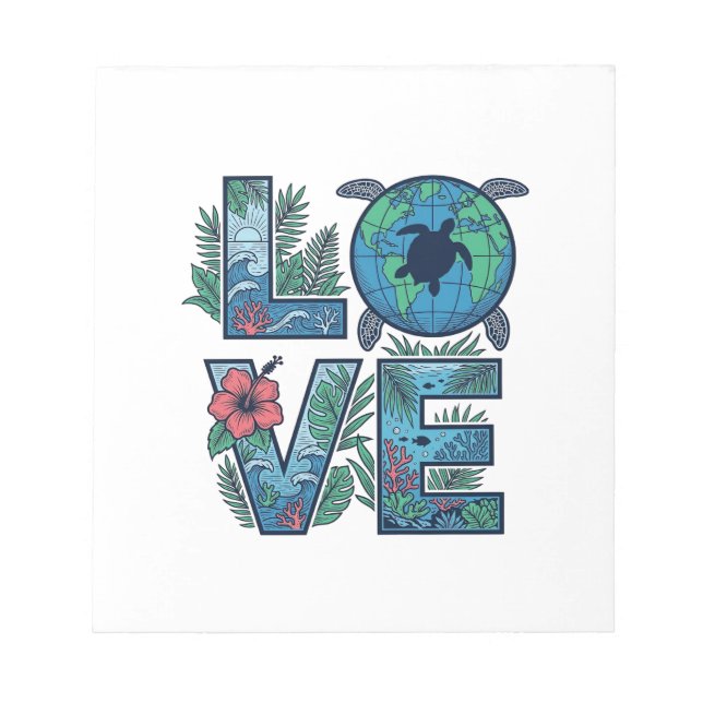 Bloco De Notas Tartaruga Marinha Terra Tropical (Frente)