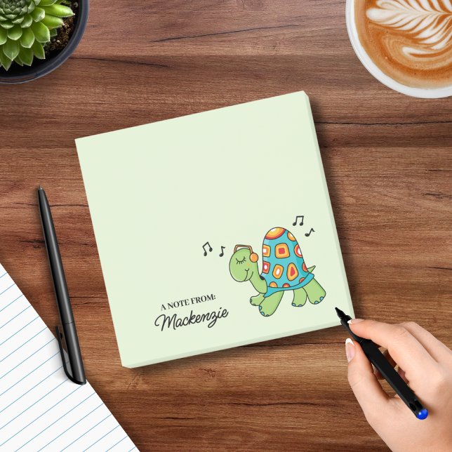 Bloco De Notas Tartaruga Nota Musical Personalizada (Musical Turtle Personalized Notepad)