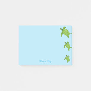 Bloco De Notas Tartarugas e caligrafia em azul claro