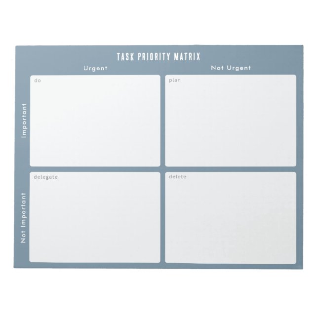 Bloco De Notas Task Priority and planner Matrix (blue) (Frente)