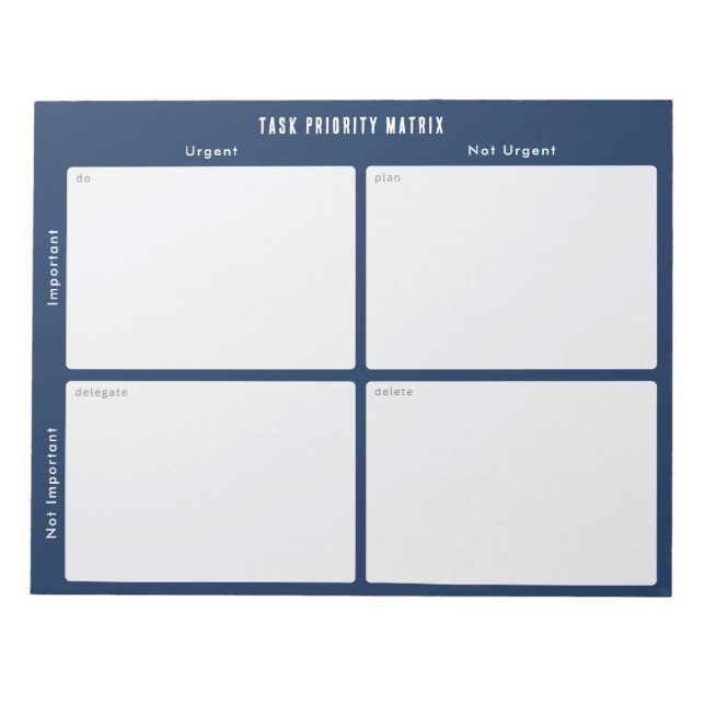 Bloco De Notas Task Priority and planner Matrix (dark blue) (Frente)