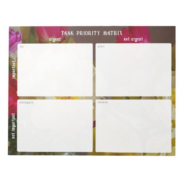 Bloco De Notas Task Priority and planner Matrix (floral) (Frente)
