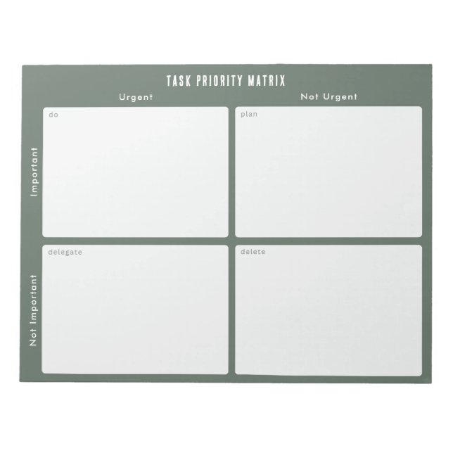 Bloco De Notas Task Priority and planner Matrix (Green) (Frente)