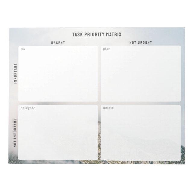 Bloco De Notas Task Priority and planner Matrix (mountain) (Frente)