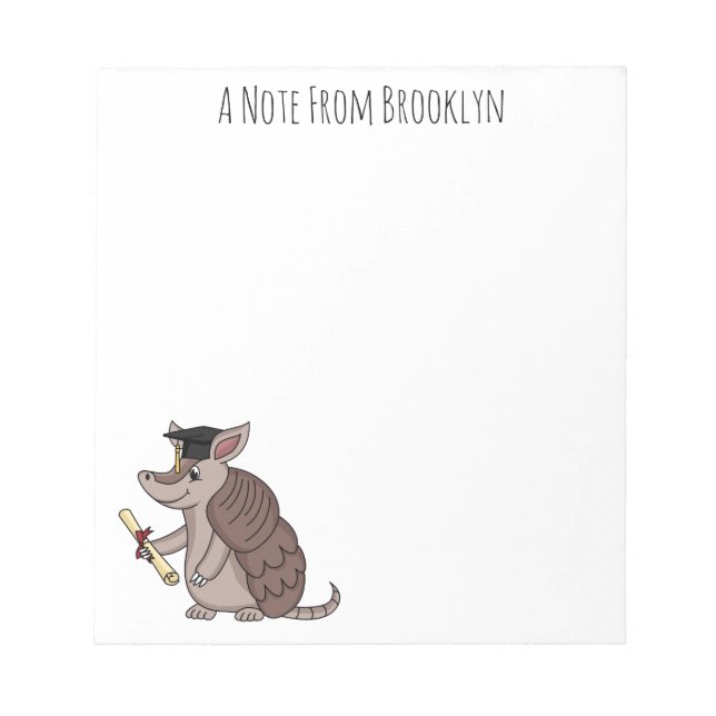 Bloco De Notas Tatu bonito com desenho de boné de formatura (Frente)