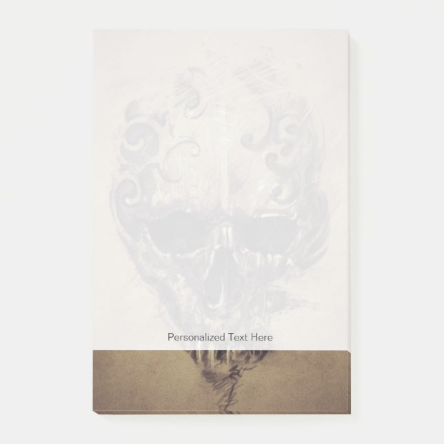 Bloco De Notas Tatuagem Caveira Sobre Papel Vintado (Frente)