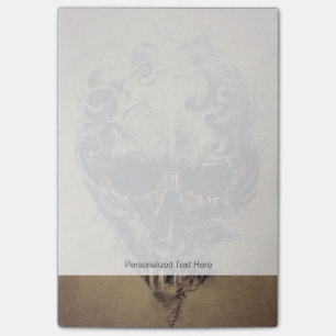 Bloco De Notas Tatuagem Caveira Sobre Papel Vintado