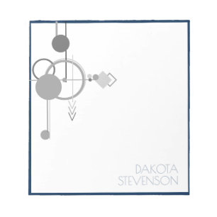 Bloco De Notas Tatuagens Arte Linear Marca Personalizada Azul M