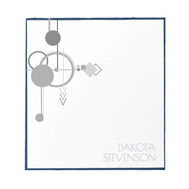 Bloco De Notas Tatuagens Arte Linha | Marca Personalizada Azul Ma (Frente)