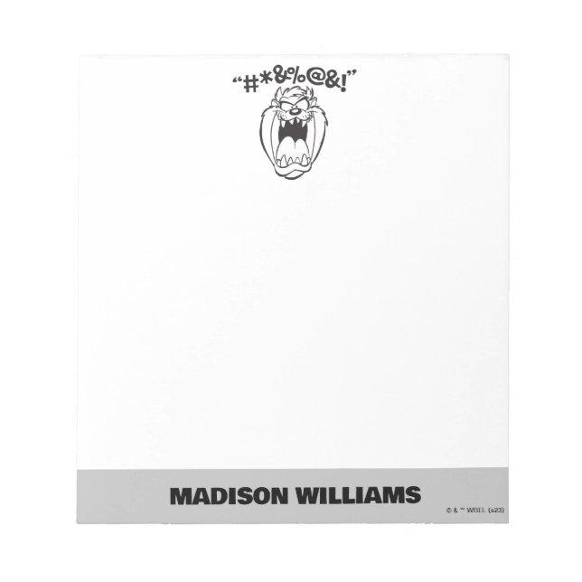 Bloco De Notas TAZ™ Gelando Expletivos (Frente)