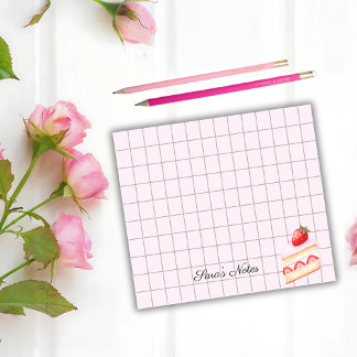 Bloco De Notas Tea Time Strawberry Cake – Personalized Grid Stick