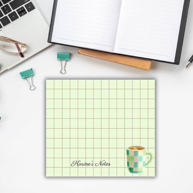 Bloco De Notas Tea Time Tea Cup – Personalized Grid Sticky Notes (Criador carregado)