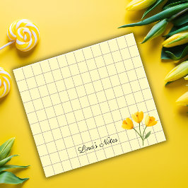 Bloco De Notas Tea Time Yellow Flower – Personalized Grid Sticky 