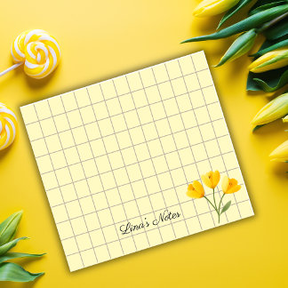 Bloco De Notas Tea Time Yellow Flower – Personalized Grid Sticky 