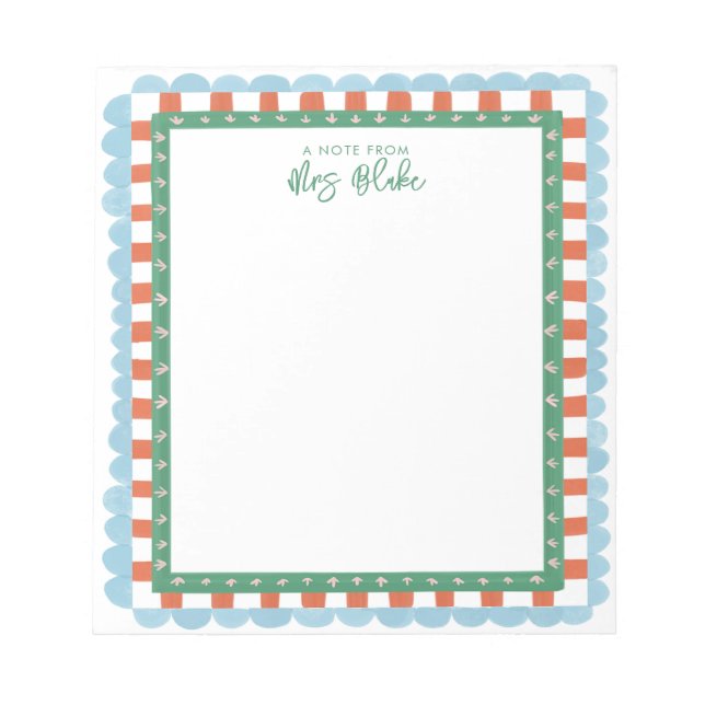 Bloco De Notas Teacher Appreciation Bold Color Border (Frente)