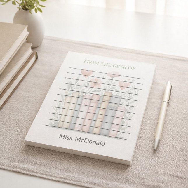 Bloco De Notas Teacher Appreciation Gift Floral Stacked Books  (Criador carregado)