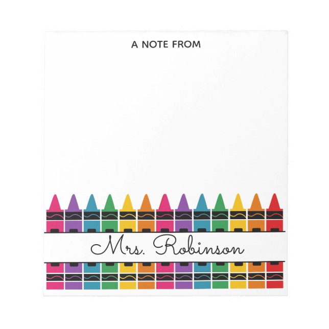 Bloco De Notas Teacher Appreciation Rainbow Crayon  (Frente)