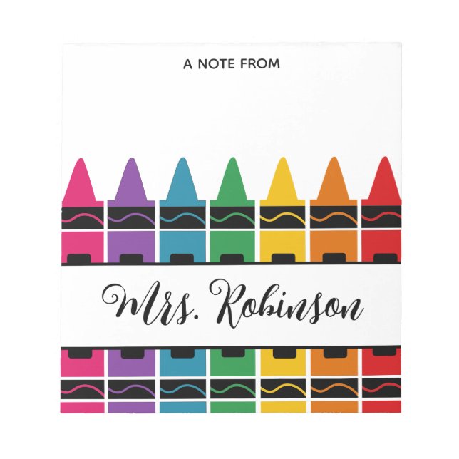 Bloco De Notas Teacher Appreciation Rainbow Crayon Notepad (Frente)
