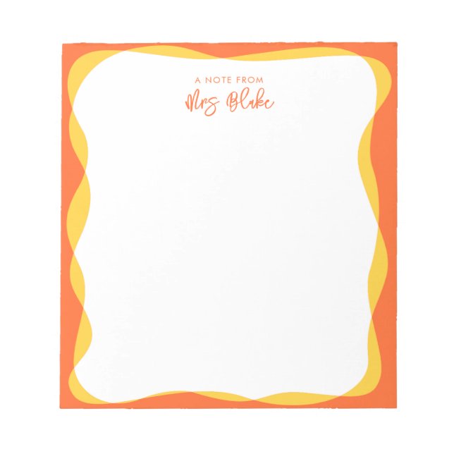 Bloco De Notas Teacher Appreciation Vibrant Wavy Border (Frente)