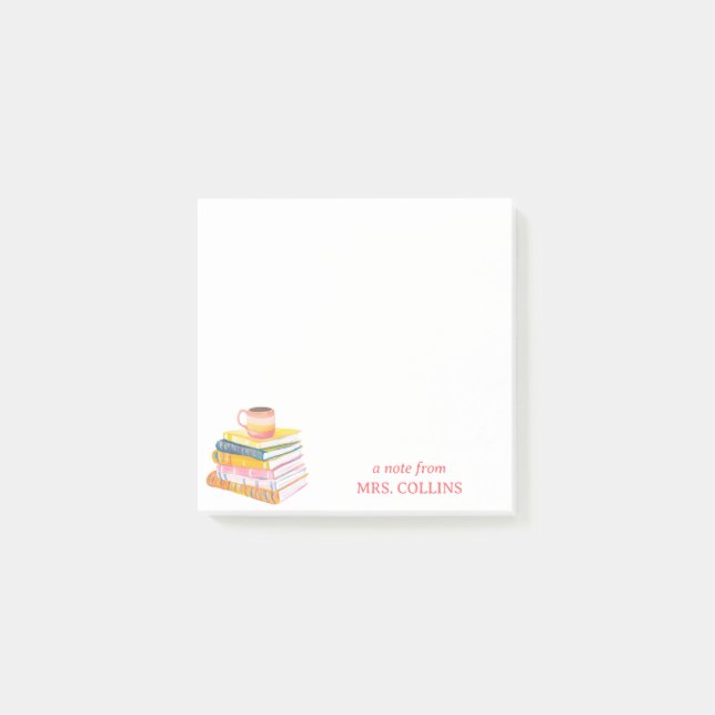 Bloco De Notas Teacher coffee & books Notes 3 x 3" (Frente)