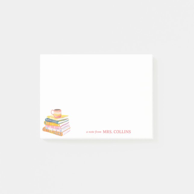 Bloco De Notas Teacher coffee & books Notes 3 x 4" (Frente)