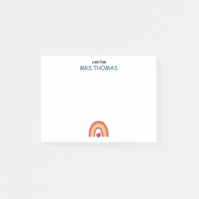 Bloco De Notas Teacher Post-it Notes – Personalized Rainbow Desig (Frente)