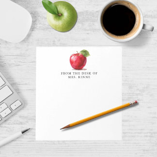 Bloco De Notas Teacher's From The Desk of Watercolor Apple
