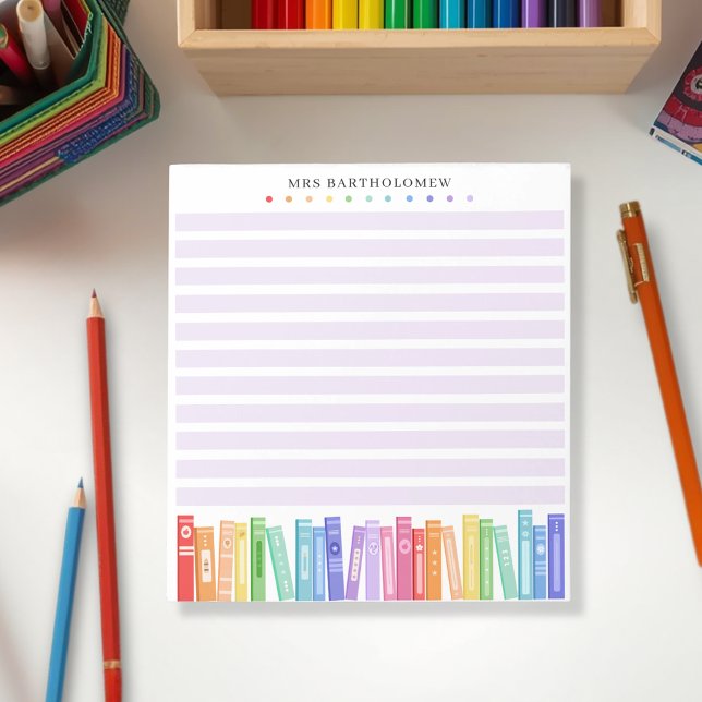 Bloco De Notas Teacher's Rainbow Colors Books Custom  (Criador carregado)