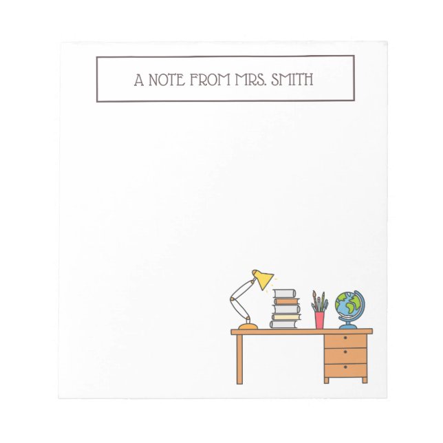 Bloco De Notas Teacher's School Classroom Desk Note From (Frente)