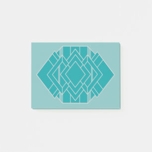 Bloco De Notas Teal Art Deco Quilt Inspirado