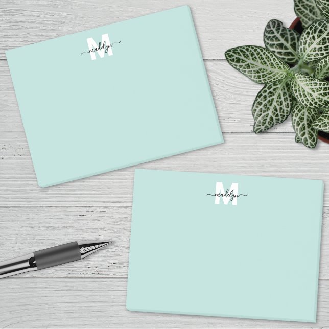 Bloco De Notas Teal Blue Monogram (Teal Blue Monogram Post-it Notes)