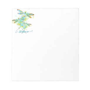 Bloco De Notas Teal Dragonfly splatter personalizado