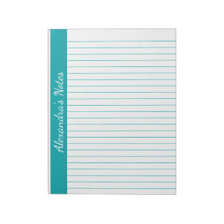 Bloco De Notas Teal Elegante 8,5x11 - Tamanho da letra - Nome Ver