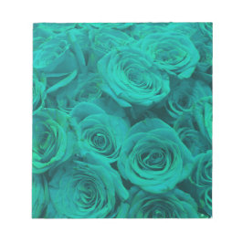 Bloco De Notas Teal elegante romântico - rosas verdes