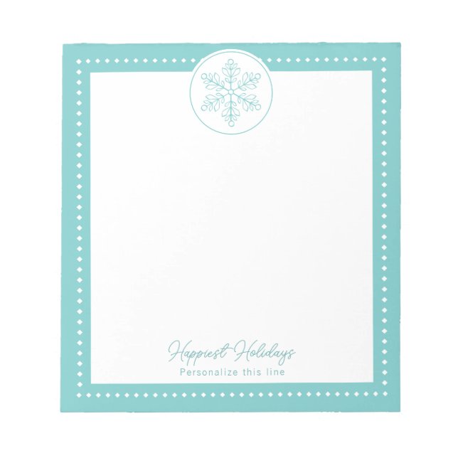 Bloco De Notas Teal Fancy Snowflake Personalized Holiday (Frente)