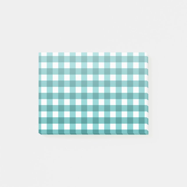 Bloco De Notas Teal Gingham (Frente)