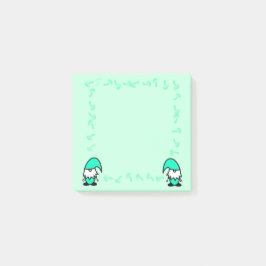 Bloco De Notas Teal Gnomes with Mushrooms