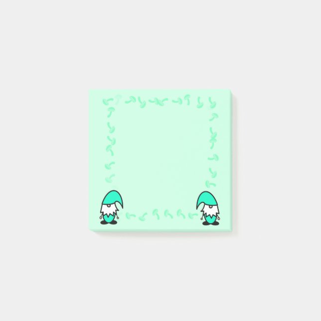 Bloco De Notas Teal Gnomes with Mushrooms (Frente)