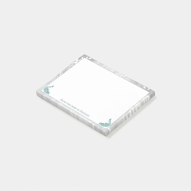 Bloco De Notas Teal Peacocks Notas (Inclinado)